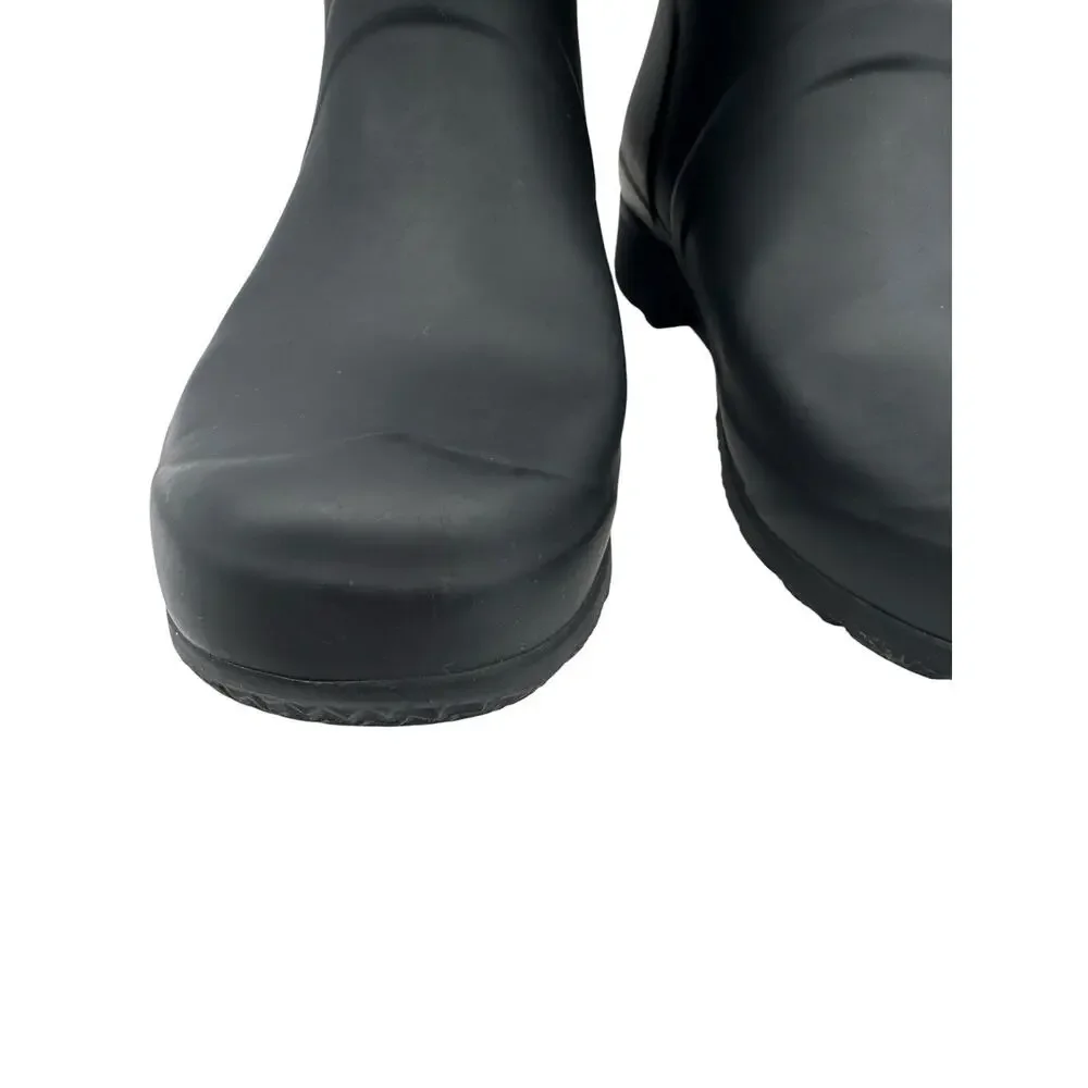 Hunter Original Tour Short Boot Womens Size 8 Black Packable Mid-Calf Rain Boots